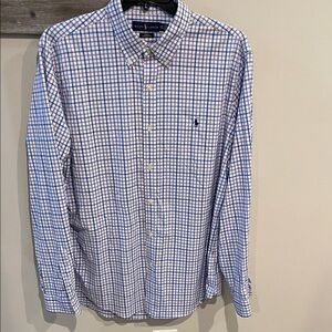 Ralph Lauren Blue Purple and White Plaid Shirt